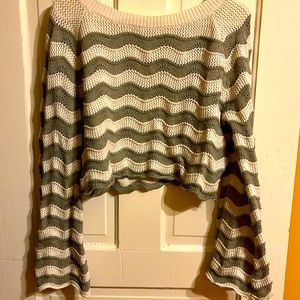 Wavy Striped Cropped Sweater